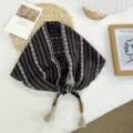 Vintage artistic triangle scarf with beaded tassels, perfect for elegant spring and summer daily wear. - 90*27cm / Haze Black