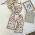 Foulard skinny en soie rose avec imprimé cheval, twilly élégant pour le style de mode des femmes. - 09#-Cheval Rose / 144*12cm