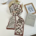Chic foulard skinny imprimé cachemire pour femme, élégant tour de cou ou ruban pour cheveux. - 06#-Café / 144*12cm
