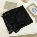 Zwarte gebreide gehaakte rok verlenger mode gelaagde wikkelrok decoratieve mini rok - Bottoms / Zwart