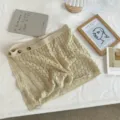 Beige gehaakte detail rok zijknoppen esthetische platte leg decoratie zomer mode stijl - Bottoms / Melkthee Kleur