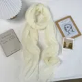 Écharpe fine en résille unie pour femme protection solaire élégante et châle léger d'été - 220*85cm / Blanc