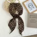 Transparante bruine paisley sjaal met afneembare roos, stijlvolle lente halsdoek voor vrouwen. - 140*11 cm / Bruin Paisley