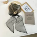 Foulard ruban transparent noir pour femme, accessoire de cou élégant pour le printemps et l'été. - 140*12cm / Noir
