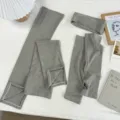 Grey knit 3-piece set featuring sleeves, headband, and leg warmers for versatile daily wear. - One Size / Gray