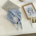 Foulard di seta con stampa floreale blu stile pastorale, elegante sciarpa triangolare. - 40*10cm / Blu Floreale (06#)