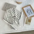 White French vintage polka dot cotton scarf for women, stylish breathable neckerchief. - 110*36cm / White