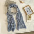 Dames lente zomer vintage gradiënt gehaakte gebreide sjaal lichtgewicht ademende omslag - 180*27cm / Blauw