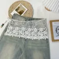 Stijlvolle kralen kant rok extender onregelmatige gelaagde mesh taille decoratie - Bottoms / Eén maat / Wit Raster