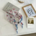 Floral beaded silk scarf for women, pastoral style summer neck scarf and decorative hair tie. - 40*10cm / 02#-Red Floral