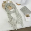 Pañuelo largo de cuadros ligero para mujer, bufanda elegante de primavera y cinta para el pelo. - 200*19.5 / Verde (05#)