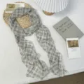 Long plaid scarf for women, lightweight spring and summer neckwear, stylish retro decorative hair band. - 200*19.5 / Black Grey (04#)