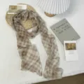 Long plaid silk scarf women elegant neckerchief decorative hair band spring summer styling accessory - 200*19.5 / Coffee (03#)