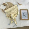 Women vintage yellow plaid triangular scarf chic floral kerchief necktie elegant accessory - Extended / Yellow