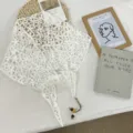 Weißes gehäkeltes Blumenspitzen-Dreiecktuch, schicker Lagenlook Rocküberwurf für Damen. - Fünfblättrige Blume Stil (05#) / 130x28cm / Weiß