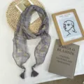 Écharpe longue à fleurs pour femme, foulard étroit style littéraire avec jolies franges. - 140*12cm / Violet