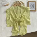Châle bolero en tricot ajouré léger pour femme été pièce climatisée couverture d'épaule - Hauts / Taille unique / Jaune-vert