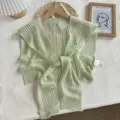 Beau châle d'été en tricot de soie glacée pour femmes haut cape respirant et léger - Hauts / Taille unique / Vert