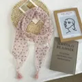 Long foulard rose a motif floral avec pompons, echarpe legere et esthetique pour femme au printemps. - 140*12cm / Rose