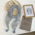 Foulard de cou long et léger en soie avec pompons, écharpe fine à motif floral pour femmes. - 140*12cm / Léopard Bleu