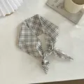 Fascia foulard a quadri in cotone, stile rétro giapponese lungo fazzoletto donna uso quotidiano. - 96x10.5cm / Quadri Neri