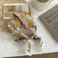 Pañuelo de algodón vintage con estampado cachemira amarillo, accesorio versátil para cuello y pelo. - 55*55CM / Naranja