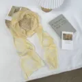 Gedetailleerd uitzicht op een retro gele geruite zijden sjaal, vintage stijl accessoire. - 200*19.5cm / 01#-Geel Geruit