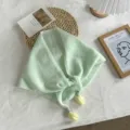 Green knitted triangular scarf with tulip pendants, stylish women's shawl for spring. - 95*34cm / Green