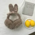 Flauschige braune Hasenohren Ohrenschützer für Damen, süße warme Plüsch Ohrenwärmer im Winter. - Einheitsgröße / Braun