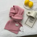 Echarpe en tricot rose hiver epaisse chaude douce cotelee douillette accessoire style - 160x20cm / Rose