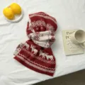 Christmas deer knit winter warm red scarf for women and couples, thick cozy holiday gift - Elk Red (zz25111906) / Red
