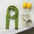 Green knitted slim scarf, perfect autumn winter fashion accessory for women daily wear. - 120x5cm / Green (15#)