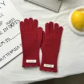 Guantes de punto rojos de invierno para mujer guantes de lana cálidos y cómodos para clima frío. - 25x9cm / Rojo