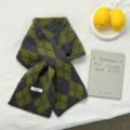 Écharpe en laine femme hiver automne à carreaux chaud tricoté écharpe accessoire chic - 88*16cm / Vert