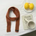 Minimalist solid color autumn winter warm knitted scarf narrow long student style women - 120x5cm / Caramel (12#)