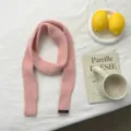 Pink knit scarf for women, cozy winter warm narrow scarf stylish casual neckwear daily wear. - 120x5cm / Pink (08#)