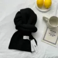 Écharpe en tricot noir épais pour femme automne hiver chaud couleur unie mode foulard - 160x20cm / Noir