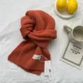Écharpe d'hiver en tricot confortable pour femmes, couleur unie, chauffe-cou chaud et épais. - 160x20cm / Orange