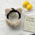 Flauschige Katzenohren Ohrenschützer für Damen, warmer Winter Plüsch Ohrenwärmer. - Einheitsgröße / Hellkamel