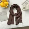 Spring autumn brown polka dot long scarf retro style neckerchief soft elegant women accessory - Brown Polka Dot / 160x33cm