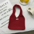 Sac à main en tricot de laine rouge pour femme, cabas fourre-tout d'automne style cosy. - Taille unique / Rouge