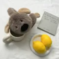 Vue détaillée de cache-oreilles en peluche duveteuse, accessoire d'hiver chaud et mignon, style douillet. - Taille unique / Koala Marron