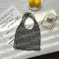 Gemütliche farbgemischte Strickhandtasche, lässige Wolltasche für den täglichen Gebrauch. - Einheitsgröße / #2 - Grau