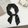 Slanke zwart-witte bedrukte zijden sjaal haarband twilly halsdoek voor tassen vrouwen - Zwart Paisley
