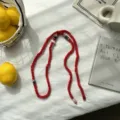 Rode gebreide kralen ketting vintage stijl handgemaakte trui ketting mode sieraden - 140*0.5cm / Rood