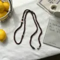 Vintage bruine gebreide kralen trui ketting, handgemaakte esthetische wollen koord sieraden. - 140*0.5cm / Bruin