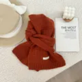 Cozy burnt orange plaid 100% wool knit winter scarf, soft warm stylish neck accessory. - 146x22cm / Dirty Orange