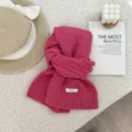 Cozy pink 100% wool knit scarf, soft warm winter neck warmer with classic plaid pattern. - 146x22cm / Rose Red
