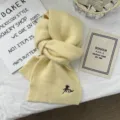 Korean style soft knitted solid color warm winter scarf for couple students fashion daily wear - 170*24cm / Yellow