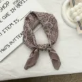 Vintage paisley print cotton linen small square scarf, retro brown neckerchief detail shot. - 56*56cm / Brown